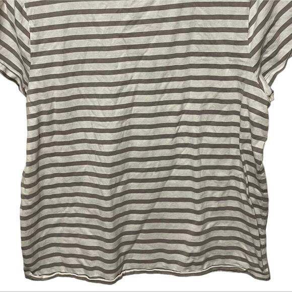 Downeast Gray and White Striped Floral Embroidered T-Shirt - Picture 5 of 8